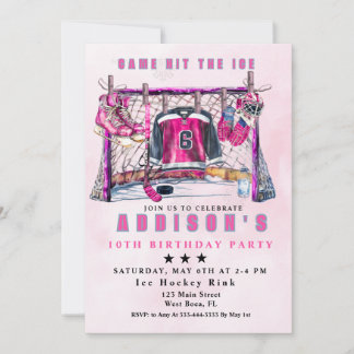Ice Hockey Birthday Girl  Invitation