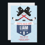 Ice Hockey Birthday Party Invitation<br><div class="desc">Face off with this frosty ice hockey birthday party invite! 

See the entire collection for more matching items!</div>