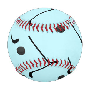 Ice Hockey Black Colour Sticks Puck Light Blue Baseball