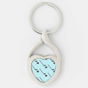 Ice Hockey Black Colour Sticks Puck Light Blue Keychain