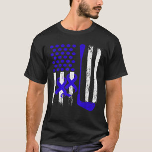 Ice Hockey Blue USA Flag Diabetes Awareness Month T-Shirt