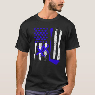Ice Hockey Blue USA Flag Diabetes Awareness Month T-Shirt