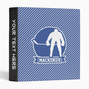 Ice Hockey, Blue & White Stripes, Sports Binder