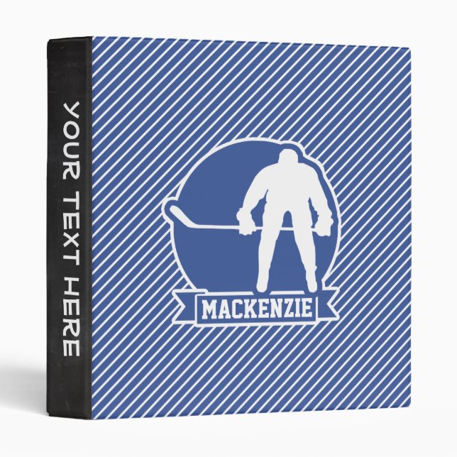 Ice Hockey, Blue & White Stripes, Sports Binder (Front/Spine)