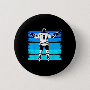 Ice Hockey Boys Number 9 9th Birthday 9 Year Old H 2 Inch Round Button