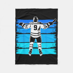 Ice Hockey Boys Number 9 9th Birthday 9 Year Old H Fleece Blanket