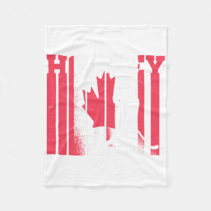 Ice Hockey Canadian Player Canada Flag Hockey Fleece Blanket