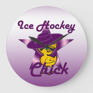 Ice Hockey Chick #9 Large Clock