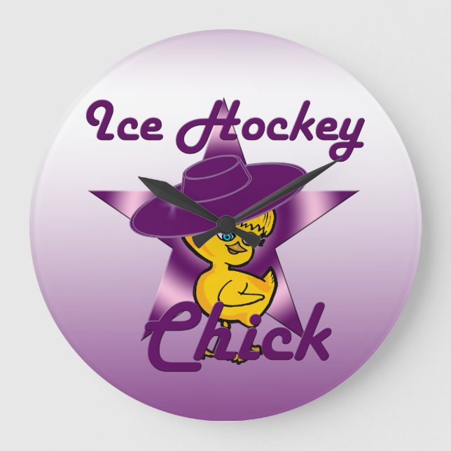 Ice Hockey Chick #9 Large Clock (Front)