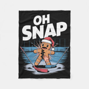 Ice Hockey Christmas Gingerbread  Fleece Blanket