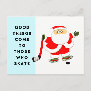 ice hockey Christmas Holiday Postcard