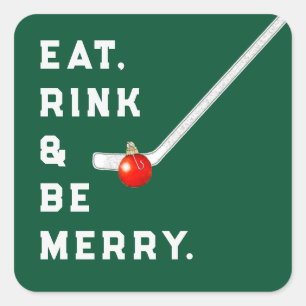 Ice Hockey Christmas Holiday Square Sticker
