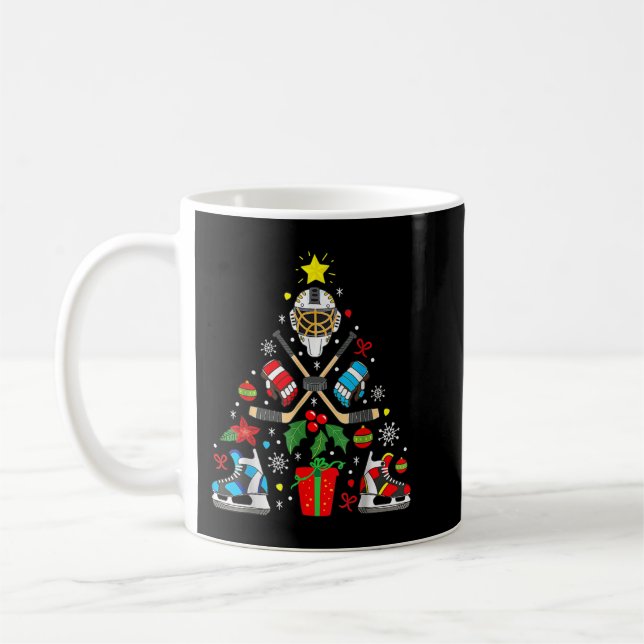 Ice Hockey Christmas Ornament Tree Funny Xmas Boys Coffee Mug (Left)