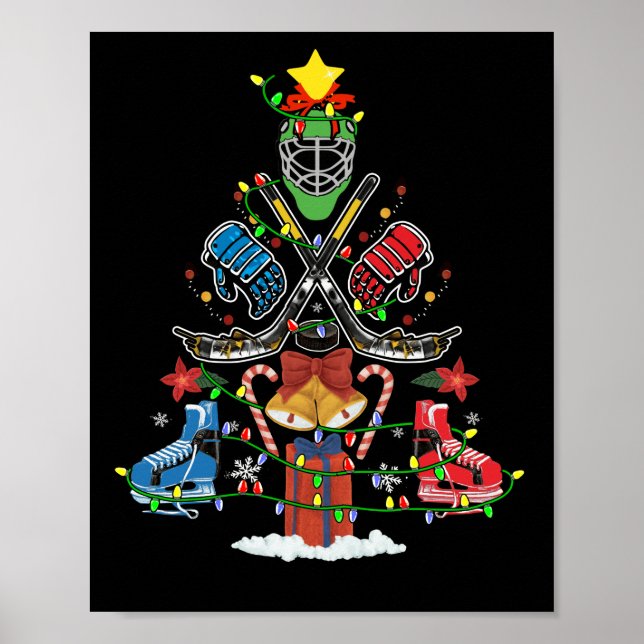 Ice Hockey Christmas Ornament Tree Funny Xmas Gift Poster (Front)