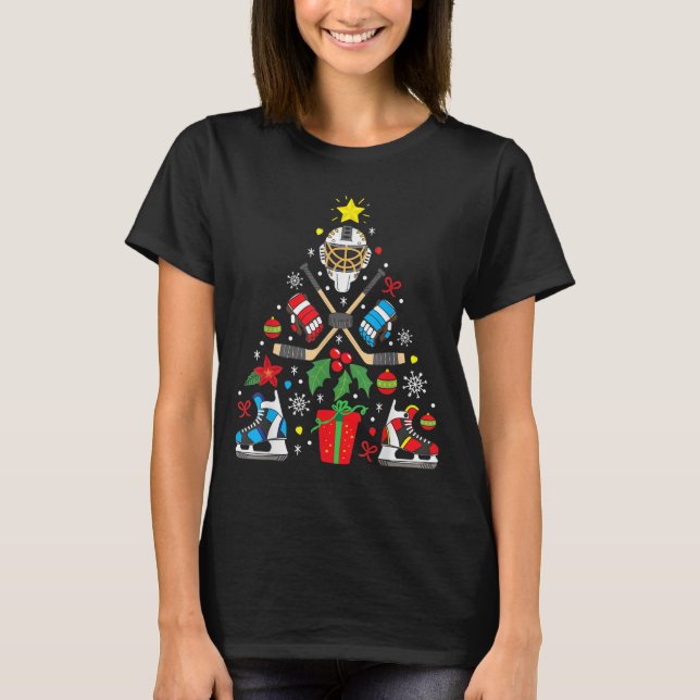 Ice Hockey Christmas Ornament Tree Funny Xmas Gift T-Shirt (Front)