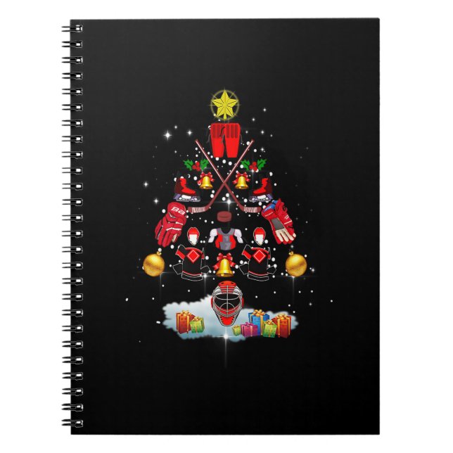 Ice Hockey Christmas Ornament Tree Funny Xmas Spor Notebook (Front)