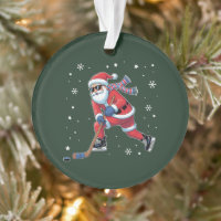 Ice Hockey Christmas Santa Playing Ice Sports Team