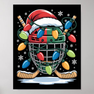 Ice Hockey Christmas Santa Xmas Lights Hockey Love Poster