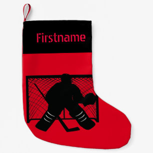 Ice hockey Christmas stocking - goalie red