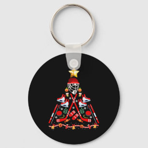 Ice Hockey Christmas Tree Fun Xmas Pjs Player Spor Keychain