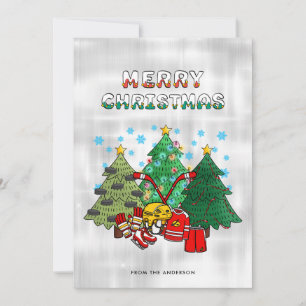 Ice Hockey Christmas Tree  Holiday Card