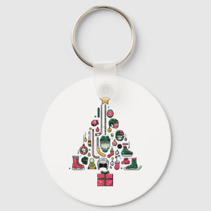 Ice Hockey Christmas Tree Xmas Sports Boys Kids Yo Keychain