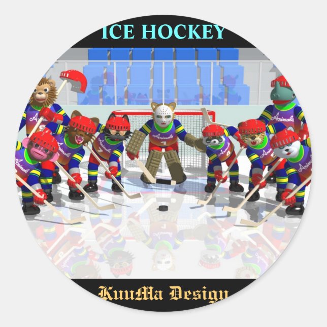 Ice hockey classic round sticker (Front)