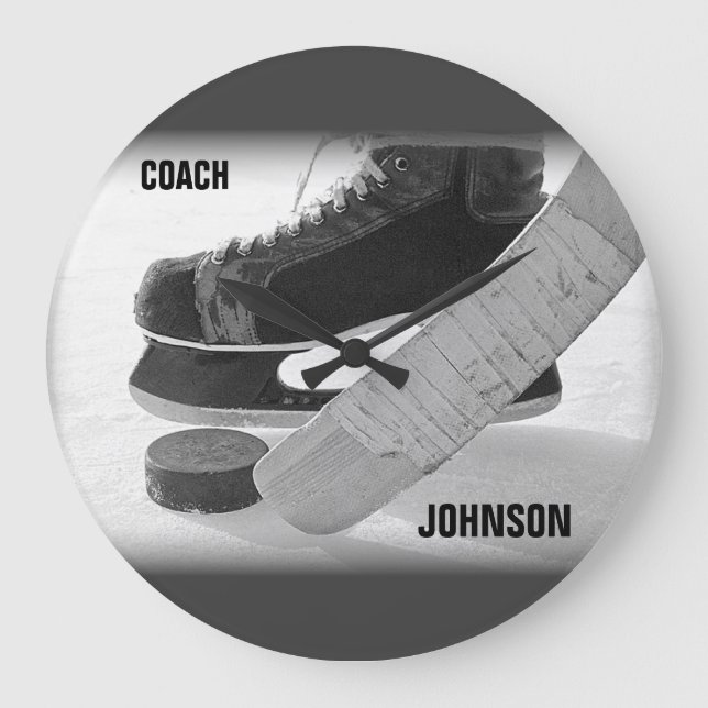 Ice Hockey Coach Thank You Large Clock (Front)