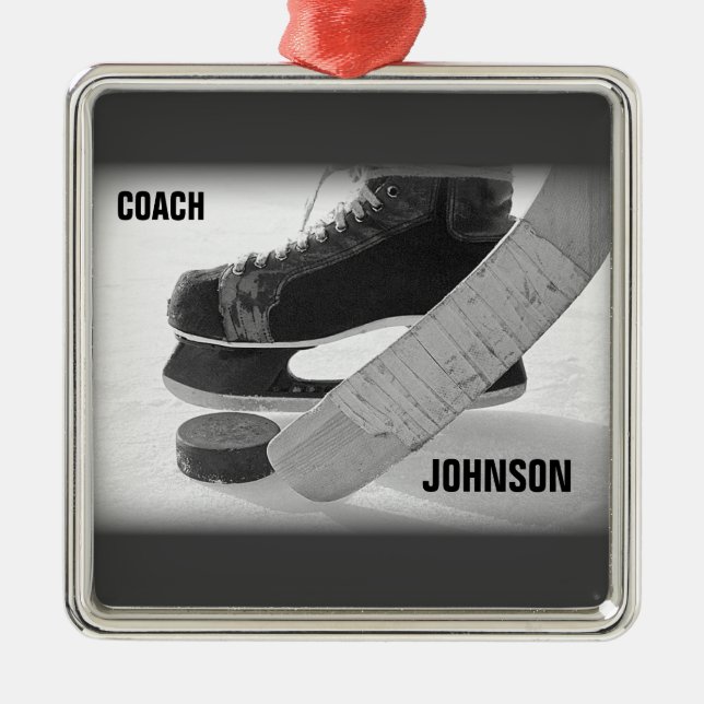 Ice Hockey Coach Thank You Metal Ornament (Front)