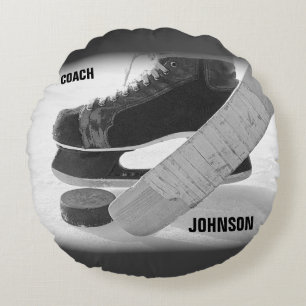 Ice Hockey Coach Thank You Round Pillow