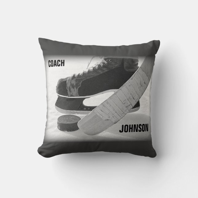Ice Hockey Coach Thank You Throw Pillow (Front)