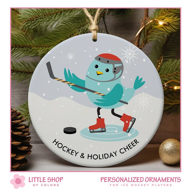 Ice Hockey Customizable Photo Ceramic Ornament (Creator Uploaded)