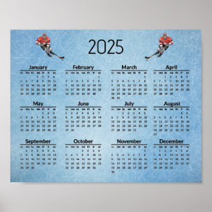 Ice Hockey Design 2025 Calendar Poster
