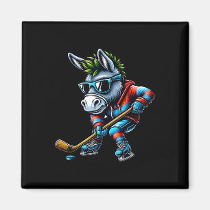 Ice Hockey Donkey Playing Cool Sports Magnet