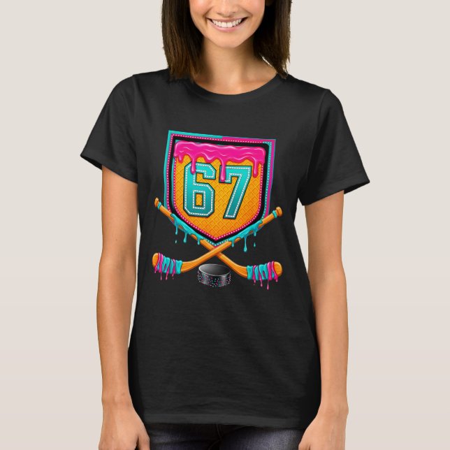 Ice Hockey Drip Number 67 Ice Hockey Player  T-Shirt (Front)