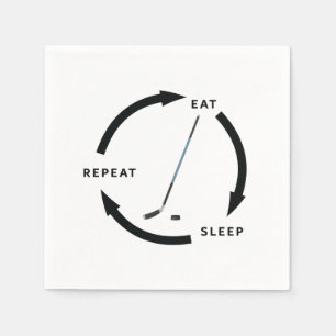 Ice Hockey Eat Sleep Repeat Sports Fan Saying Napkin