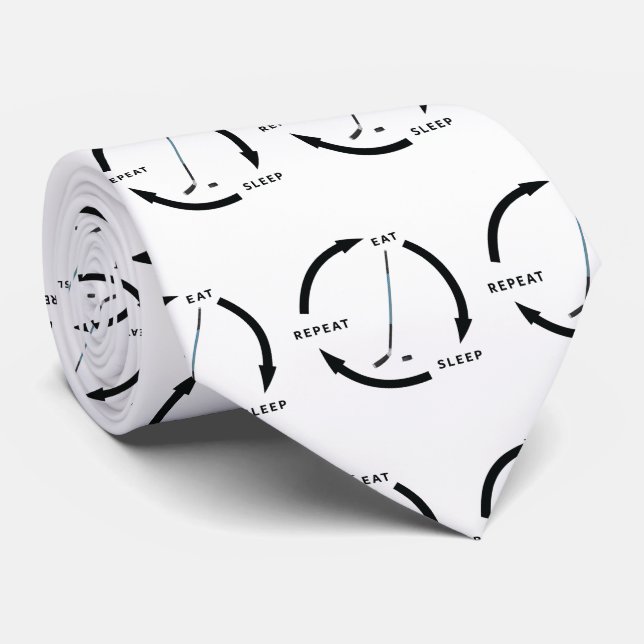 Ice Hockey Eat Sleep Repeat Sports Fan Saying Tie (Rolled)
