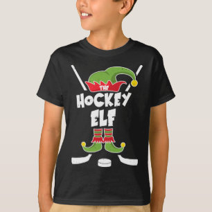 Ice Hockey Elf Funny Hockey Xmas Elve Costume Gift T-Shirt