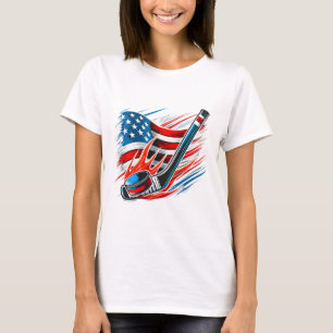Ice Hockey Fan Players Patriotic 4th Of July Ameri T-Shirt