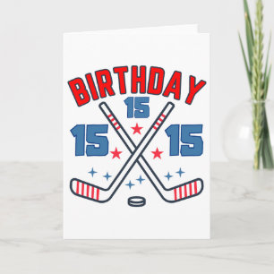 Ice Hockey Fifth-teen Birthday Boy 15th Party Boys Card