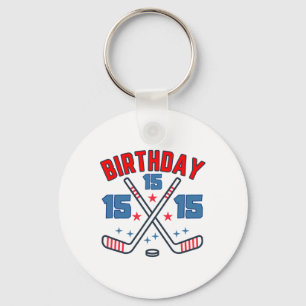 Ice Hockey Fifth-teen Birthday Boy 15th Party Boys Keychain