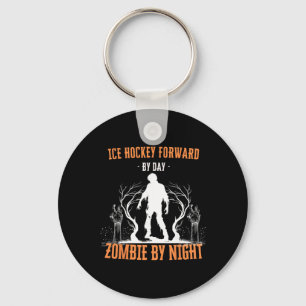 Ice Hockey Forward By Day Zombie By Night Funny Ha Keychain