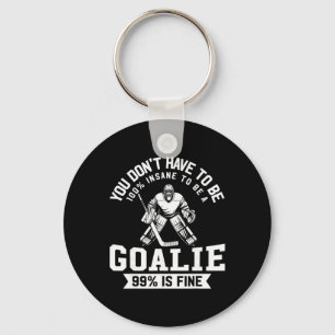 Ice Hockey Funny Hockey Goalie Goalkeeper Man Woma Keychain
