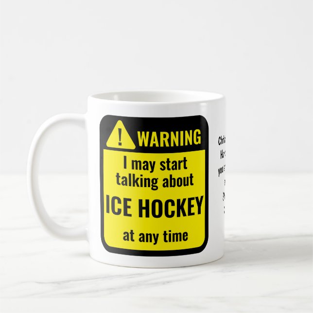 Ice Hockey Funny Personalized Coffee Mug (Left)