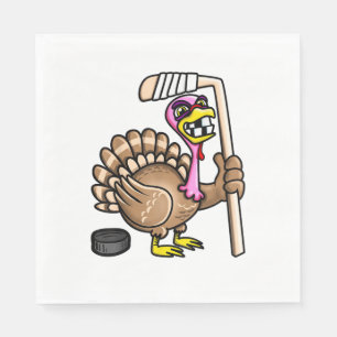 Ice Hockey Funny Thanksgiving Turkey fall session  Napkin