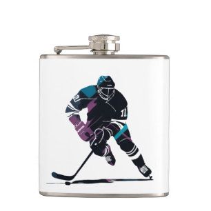 Ice Hockey Game Sport Challenge Silhouette Style Hip Flask