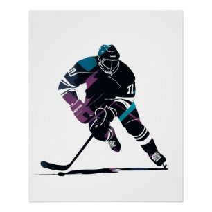 Ice Hockey Game Sport Challenge Silhouette Style Poster