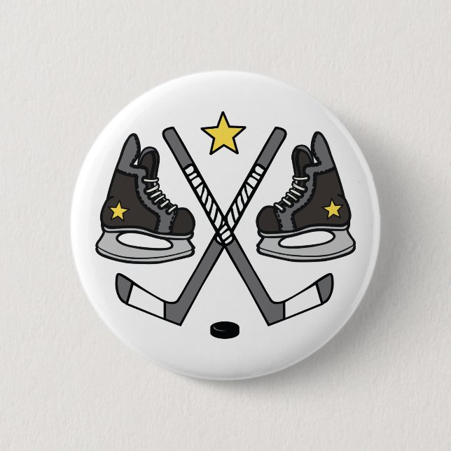 . Ice Hockey Gear 2 Inch Round Button (Front)
