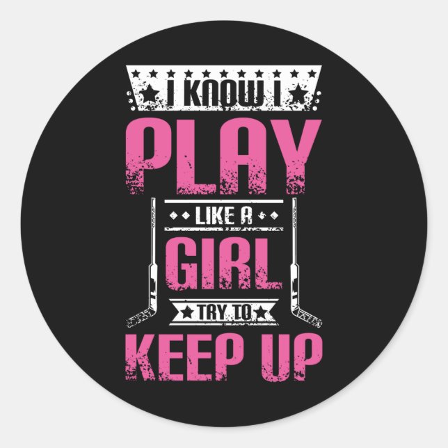 Ice Hockey Girl Classic Round Sticker (Front)