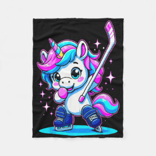 Ice Hockey Girl Dabbing Unicorn Fleece Blanket